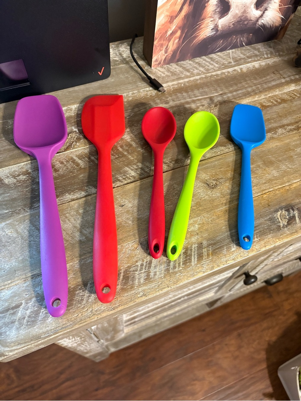 Colorful Silicone Kitchen Utensil Set - Purple, Red, Green, Blue